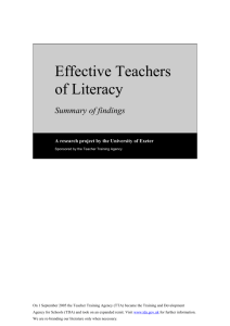 The Effective Teachers of Literacy Project