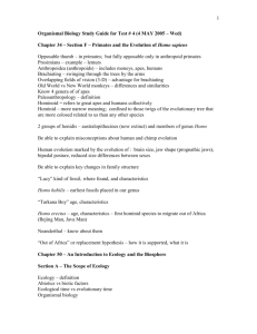 Organismal Biology Study Guide for Test # 4 (4 MAY 2005 – Wed)