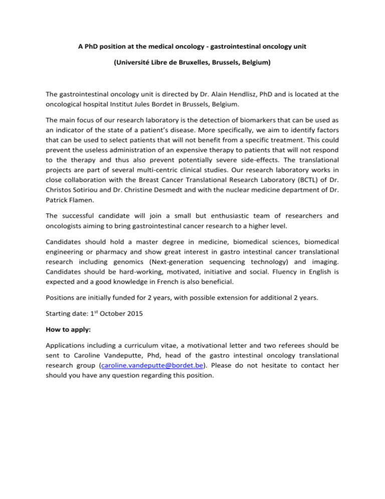 phd position cancer research