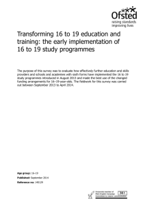 the early implementation of 16 to 19 study programmes