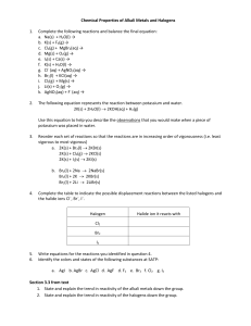Worksheet Reactions of Alkal and Halo with ANS