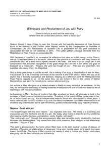 Witnesses and Proclaimers of Joy with Mary