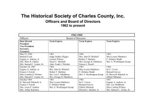 Officers Board of Directors - Historical Society of Charles County