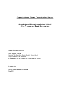 Organizational Ethics Consultation: Due Process