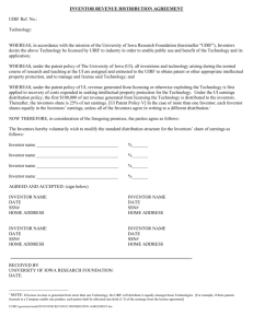 Inventor Revenue Distribution Agreement Form