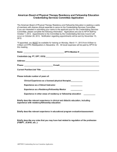 Application for Training for the Clinical Residency and Fellowship