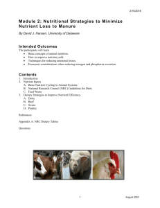 Module 2: Nutritional strategies to minimize loss of nutrients to manure