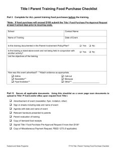 Title I Parent Training Food Purchase Checklist