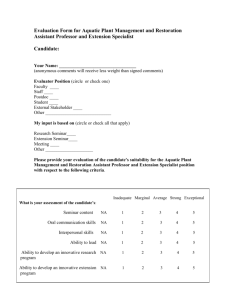 Evaluation Form for Assistant Professor, Quantitative Fisheries
