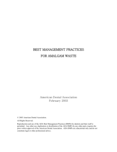 Best Management Practices for Amalgam Waste