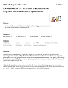 LAB #1 Reactions of Hydrocarbons Return