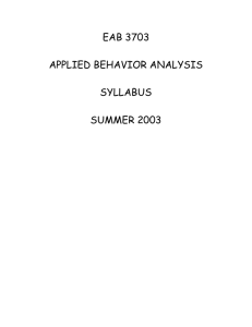 EAB 3703 SYLLABUS - Association for Behavior Analysis International