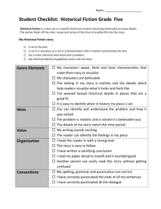 Name: Student Checklist: Historical Fiction Grade Five Historical