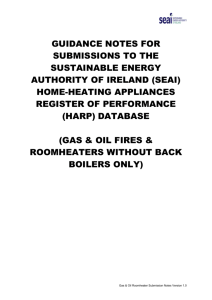 HARP Gas and Oil Roomheater Database Submission Notes