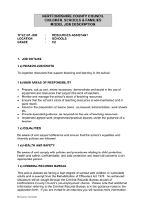 Model Job Description - Resources Assistant - H2