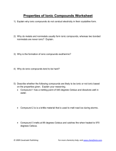 Properties of ionic compounds worksheet