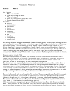 Chapter 2 Minerals Section 1 Matter Key Concepts What is an