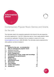 2 Grants for the arts and contemporary popular music