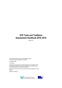 VCE Texts and Traditions Assessment Handbook 2010-2014