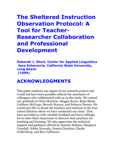 The Sheltered Instruction Observation Protocol: A Tool for