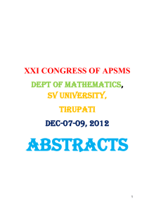 Abstracts - Apsms.org - Andhra Pradesh Society For Mathematical