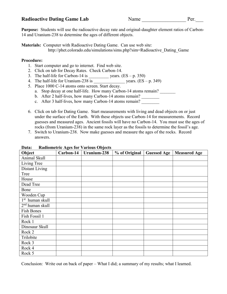 geologic dating quiz