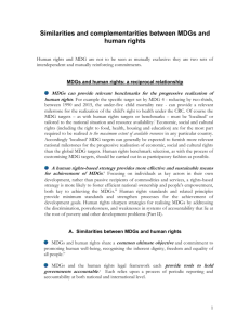 Similarities and complementarities between MDGs and