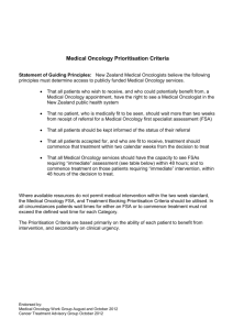 Medical oncology prioritisation criteria