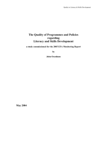 The Quality of Programmes and Policies regarding Literacy