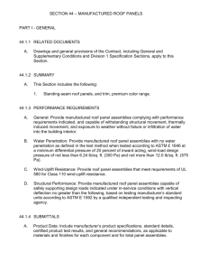 SECTION 44 – MANUFACTURED ROOF PANELS