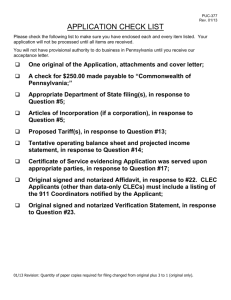 APPLICATION CHECK LIST - Public Utility Commission