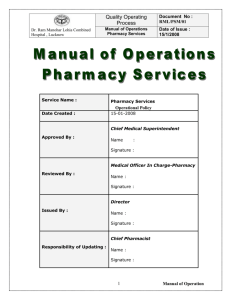 pharmacy services manual - Department of Medical Health and