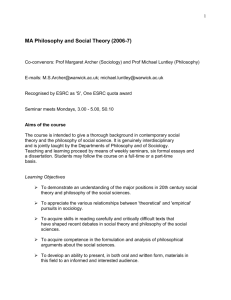 MA Philosophy and Social Theory (2006-7)