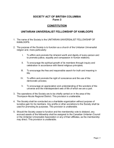 Constitution & Bylaws - Unitarian Universalist Fellowship of Kamloops