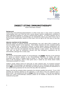 Allergy & immunology INSECT STING IMMUNOTHERAPY Parent