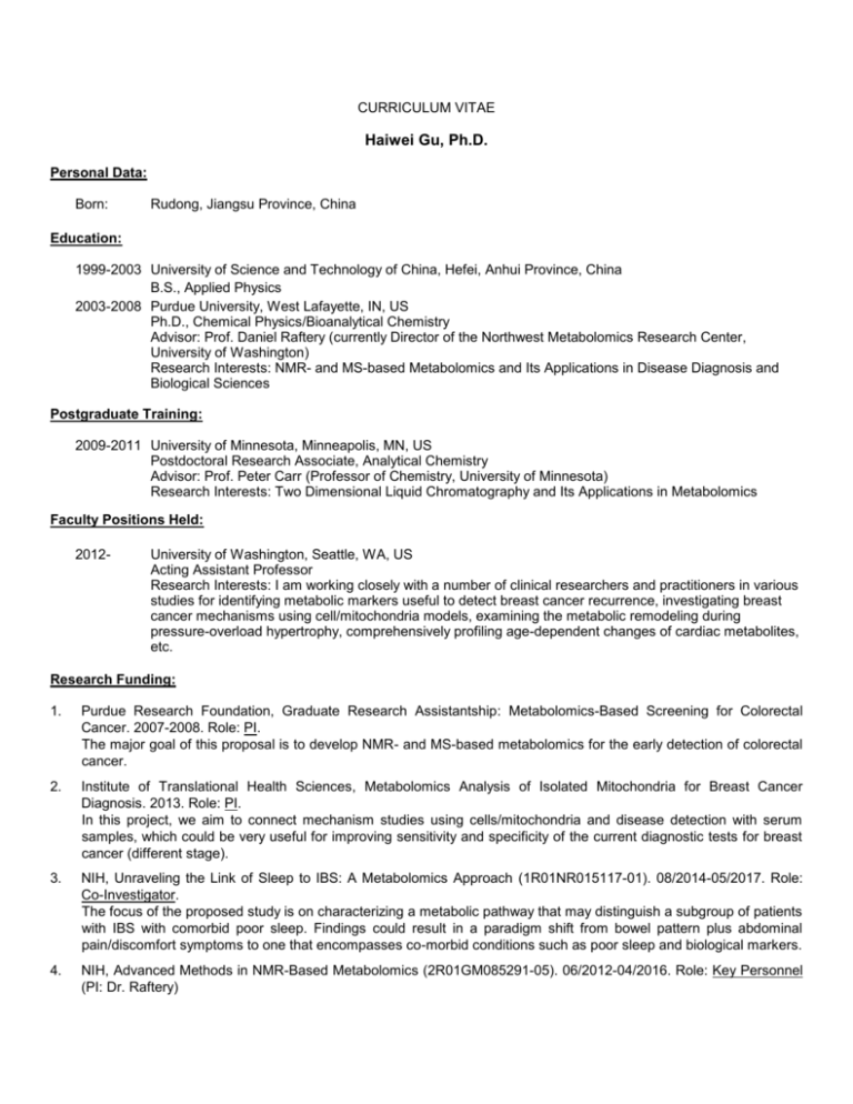 university of washington resume requirements