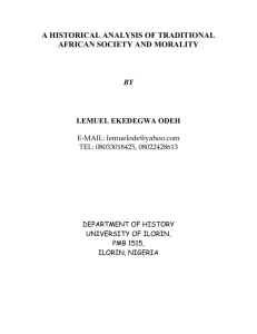 A Historical Analysis of Traditional African Society and Morality