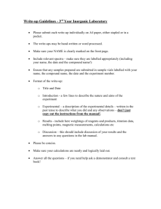 Write-up Guidelines - 3rd Year Inorganic Laboratory