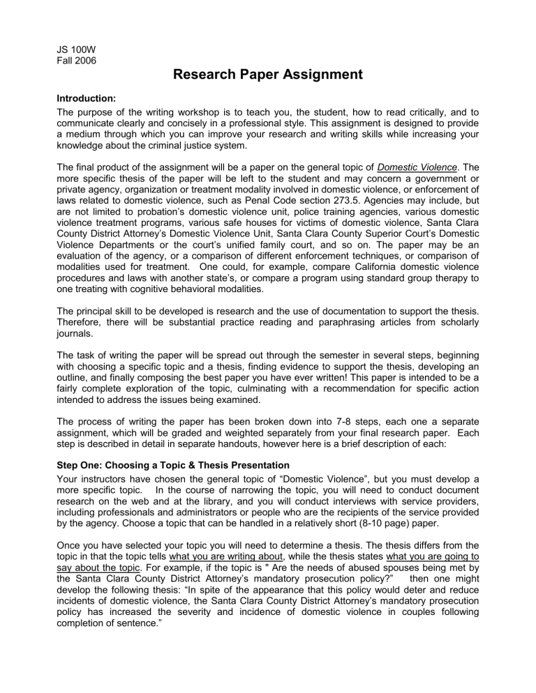 Research Paper Assignment