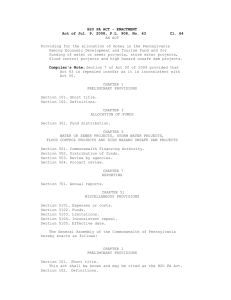 Act of Jul. 9, 2008,PL 908, No. 63 Cl. 64 - H2O PA ACT