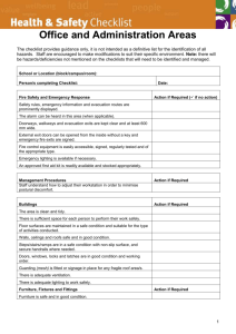 Safety Inspection Checklist - Office Administration Area