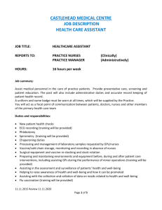 job title: healthcare assistant