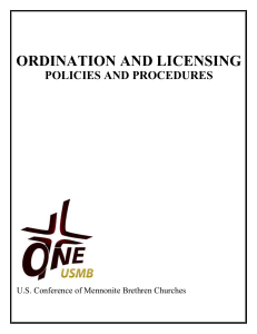 Ordination and Licensing Policies and Procedures Packet