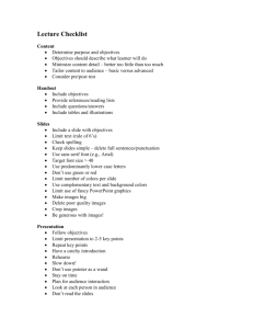 Lecture Checklist