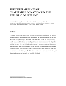 the determinants of charitable donations in the republic of ireland