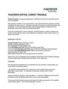 TEACHER`S NOTES: SURVIVAL IN WILD TURKEYS