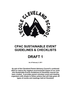 Cleveland PAC Sustainable Event Guideliines & Checklist