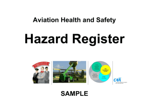 Hazard Register (Sample Only) Aviation Health and Safety Hazard