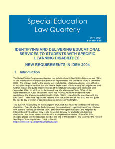Special Education Policy Issues in Washington State
