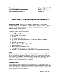Transfusion of Blood and Blood Products
